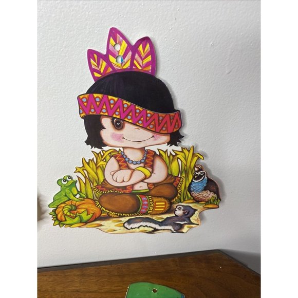 Vintage 1978 Beistle Lot 4 Thanksgiving Decorations Pilgrim 12" Die-cut Decor - Picture 5 of 8